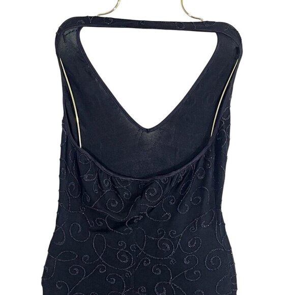 Cache Halter Beaded Dress S Black Maxi Vintage Gown Y2K 80s Whimsigoth Feminine - Picture 9 of 16